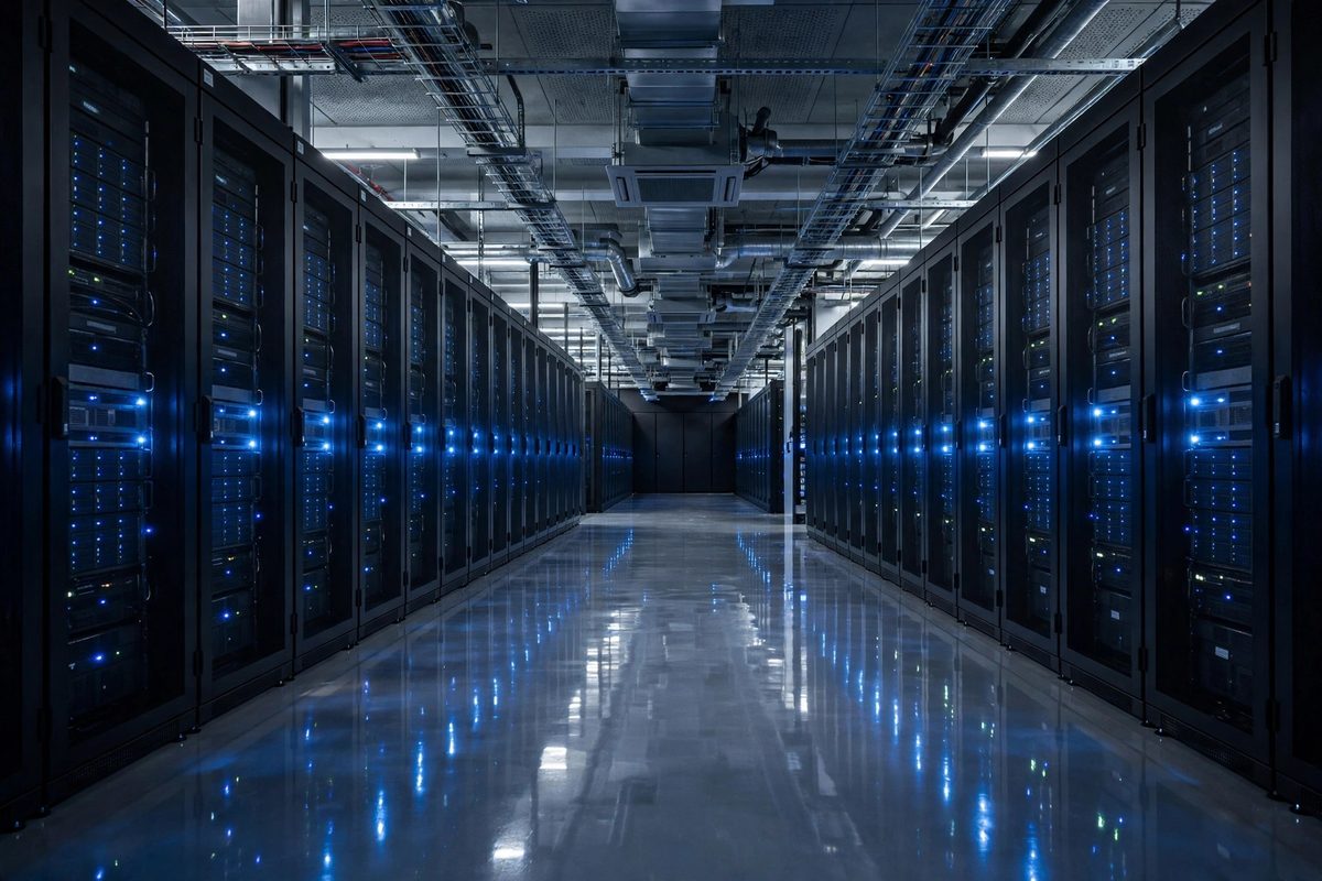 Pusat data modern di Eropa tempat model AI OVHcloud dikembangkan